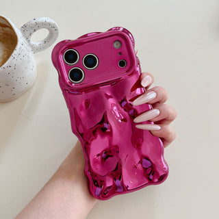 Auramma Collections Avant Basic Cool Aesthetic Wavy Edge Chrome Metallic Gold Fuchsia Pink Purple Blue Plated Glossy 3D Bubble Style TPU Case iPhone 17 16 15 14 13 12 11 Pro Max Plus Air 16e