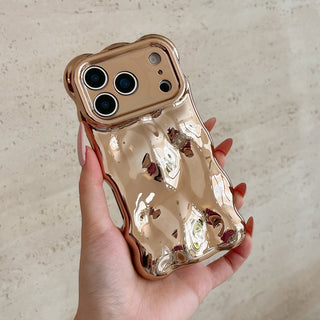Auramma Collections Avant Basic Cool Aesthetic Wavy Edge Chrome Metallic Gold Fuchsia Pink Purple Blue Plated Glossy 3D Bubble Style TPU Case iPhone 17 16 15 14 13 12 11 Pro Max Plus Air 16e