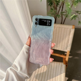 Auramma Collections Avant Basic Wavy Edge Feather Brush Stroke Gradient Color Yellow Pink Blue Purple Black Soft TPU Case Samsung Z Flip 6 5 4 3