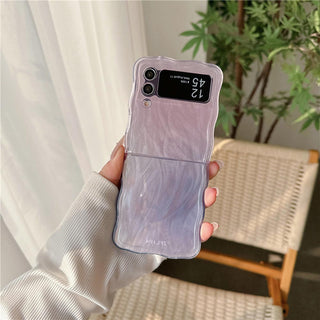 Auramma Collections Avant Basic Wavy Edge Feather Brush Stroke Gradient Color Yellow Pink Blue Purple Black Soft TPU Case Samsung Z Flip 6 5 4 3