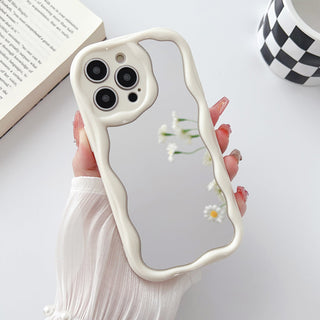 Auramma Collections Avant Basic Glossy Clear Black White Funky Wavy Edge Mirror Soft TPU Case iPhone 16 15 14 13 12 11 Pro Max Plus Mini