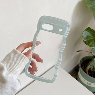 Auramma Collections Minimalist Aesthetic Clear Colorful Wavy Bumper Baby Pink Sky Blue Purple Yellow Black White Soft TPU Case Google Pixel 10 9 8 7a Pro