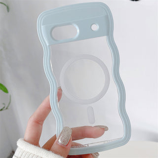 Auramma Collections Minimalist Aesthetic Clear Colorful Wavy Bumper Baby Pink Sky Blue Purple Yellow Black White Soft TPU MagSafe Compatible Case Google Pixel 9 8 7a Pro