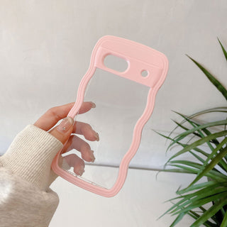 Auramma Collections Minimalist Aesthetic Clear Colorful Wavy Bumper Baby Pink Sky Blue Purple Yellow Black White Soft TPU Case Google Pixel 10 9 8 7a Pro