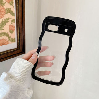 Auramma Collections Minimalist Aesthetic Clear Colorful Wavy Bumper Baby Pink Sky Blue Purple Yellow Black White Soft TPU Case Google Pixel 10 9 8 7a Pro