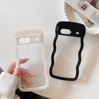 Auramma Collections Minimalist Aesthetic Clear Colorful Wavy Bumper Baby Pink Sky Blue Purple Yellow Black White Soft TPU Case Google Pixel 10 9 8 7a Pro