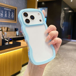 Auramma Collections Clear Colorful Wavy Bumper Pink Purple Cream Yellow Blue White Black TPU Case iPhone 17 16 15 14 13 12 11 Pro Max Plus Air