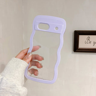 Auramma Collections Minimalist Aesthetic Clear Colorful Wavy Bumper Baby Pink Sky Blue Purple Yellow Black White Soft TPU Case Google Pixel 10 9 8 7a Pro