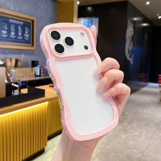 Auramma Collections Clear Colorful Wavy Bumper Pink Purple Cream Yellow Blue White Black TPU Case iPhone 17 16 15 14 13 12 11 Pro Max Plus Air