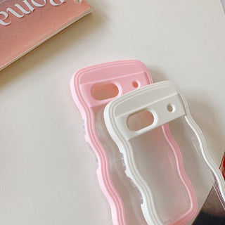 Auramma Collections Minimalist Aesthetic Clear Colorful Wavy Bumper Baby Pink Sky Blue Purple Yellow Black White Soft TPU Case Google Pixel 10 9 8 7a Pro