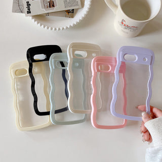 Auramma Collections Minimalist Aesthetic Clear Colorful Wavy Bumper Baby Pink Sky Blue Purple Yellow Black White Soft TPU Case Google Pixel 10 9 8 7a Pro