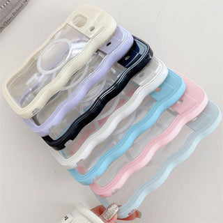 Auramma Collections Minimalist Aesthetic Clear Colorful Wavy Bumper Baby Pink Sky Blue Purple Yellow Black White Soft TPU MagSafe Compatible Case Google Pixel 9 8 7a Pro