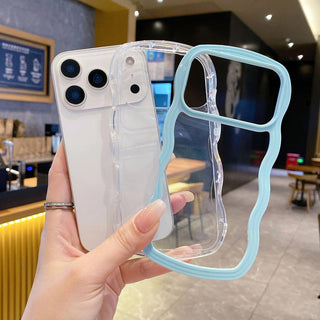 Auramma Collections Clear Colorful Wavy Bumper Pink Purple Cream Yellow Blue White Black TPU Case iPhone 17 16 15 14 13 12 11 Pro Max Plus Air
