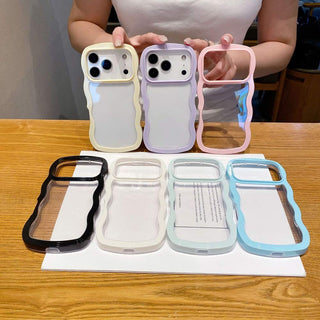 Auramma Collections Clear Colorful Wavy Bumper Pink Purple Cream Yellow Blue White Black TPU Case iPhone 17 16 15 14 13 12 11 Pro Max Plus Air