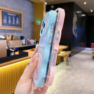 Auramma Collections Clear Colorful Wavy Bumper Pink Purple Cream Yellow Blue White Black TPU Case iPhone 17 16 15 14 13 12 11 Pro Max Plus Air