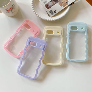 Auramma Collections Minimalist Aesthetic Clear Colorful Wavy Bumper Baby Pink Sky Blue Purple Yellow Black White Soft TPU Case Google Pixel 10 9 8 7a Pro