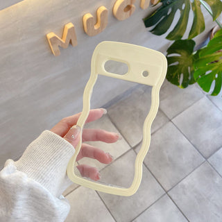 Auramma Collections Minimalist Aesthetic Clear Colorful Wavy Bumper Baby Pink Sky Blue Purple Yellow Black White Soft TPU Case Google Pixel 10 9 8 7a Pro