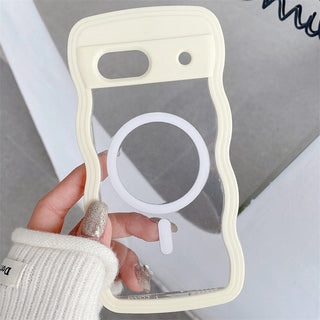 Auramma Collections Minimalist Aesthetic Clear Colorful Wavy Bumper Baby Pink Sky Blue Purple Yellow Black White Soft TPU MagSafe Compatible Case Google Pixel 9 8 7a Pro