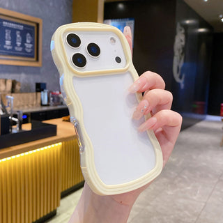 Auramma Collections Clear Colorful Wavy Bumper Pink Purple Cream Yellow Blue White Black TPU Case iPhone 17 16 15 14 13 12 11 Pro Max Plus Air