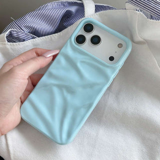 Auramma Collections Cool Aesthetic Glossy Baby Pink Blue Taupe Gray Wine 3D Crinkles Style Soft TPU Case iPhone 17 16 15 14 13 12 Pro Max Air