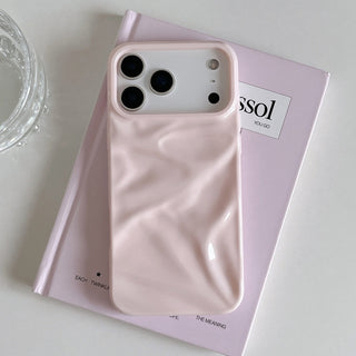 Auramma Collections Cool Aesthetic Glossy Baby Pink Blue Taupe Gray Wine 3D Crinkles Style Soft TPU Case iPhone 17 16 15 14 13 12 Pro Max Air