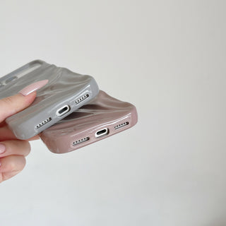 Auramma Collections Cool Aesthetic Glossy Baby Pink Blue Taupe Gray Wine 3D Crinkles Style Soft TPU Case iPhone 17 16 15 14 13 12 Pro Max Air
