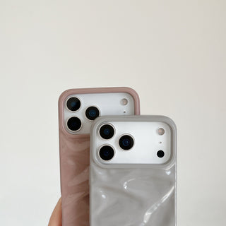 Auramma Collections Cool Aesthetic Glossy Baby Pink Blue Taupe Gray Wine 3D Crinkles Style Soft TPU Case iPhone 17 16 15 14 13 12 Pro Max Air