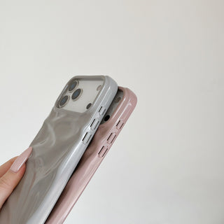 Auramma Collections Cool Aesthetic Glossy Baby Pink Blue Taupe Gray Wine 3D Crinkles Style Soft TPU Case iPhone 17 16 15 14 13 12 Pro Max Air
