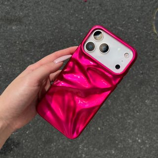 Auramma Collections Cool Aesthetic Glossy Baby Pink Blue Taupe Gray Wine 3D Crinkles Style Soft TPU Case iPhone 17 16 15 14 13 12 Pro Max Air