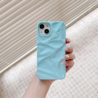 Auramma Collections Cool Aesthetic Glossy Fuchsia Pink Cream White Light Blue Taupe Brown 3D Crinkles Style Soft TPU Case iPhone 16 15 14 13 12 11 Pro Max Plus