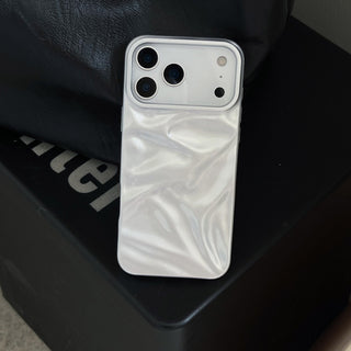 Auramma Collections Cool Aesthetic Glossy Baby Pink Blue Taupe Gray Wine 3D Crinkles Style Soft TPU Case iPhone 17 16 15 14 13 12 Pro Max Air