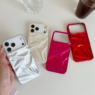 Auramma Collections Cool Aesthetic Glossy Baby Pink Blue Taupe Gray Wine 3D Crinkles Style Soft TPU Case iPhone 17 16 15 14 13 12 Pro Max Air