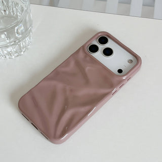 Auramma Collections Cool Aesthetic Glossy Baby Pink Blue Taupe Gray Wine 3D Crinkles Style Soft TPU Case iPhone 17 16 15 14 13 12 Pro Max Air