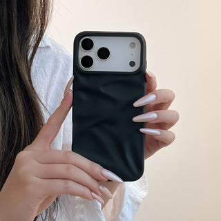 Auramma Collections Cool Aesthetic Matte Plain Black Dusty Baby Pink Purple Green White Wine Red Brown Coffee Khaki Gray 3D Crinkle Style Soft TPU Case iPhone 17 16 15 14 13 12 Pro Max Plus AIr