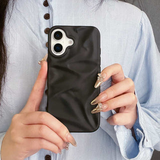 Auramma Collections Cool Aesthetic Matte Plain Black Dusty Baby Pink Purple Green White Wine Brown Khaki Gray 3D Crinkle Style Soft TPU Case iPhone 17 16 15 14 13 12 Pro Max Plus Air