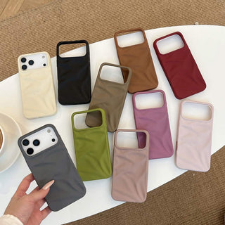 Auramma Collections Cool Aesthetic Matte Plain Black Dusty Baby Pink Purple Green White Wine Red Brown Coffee Khaki Gray 3D Crinkle Style Soft TPU Case iPhone 17 16 15 14 13 12 Pro Max Plus AIr