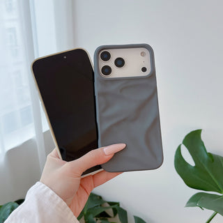 Auramma Collections Cool Aesthetic Matte Plain Black Dusty Baby Pink Purple Green White Wine Red Brown Coffee Khaki Gray 3D Crinkle Style Soft TPU Case iPhone 17 16 15 14 13 12 Pro Max Plus AIr