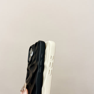 Auramma Collections Cool Aesthetic Matte Plain Black Dusty Baby Pink Purple Green White Wine Brown Khaki Gray 3D Crinkle Style Soft TPU Case iPhone 17 16 15 14 13 12 Pro Max Plus Air