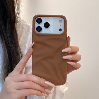 Auramma Collections Cool Aesthetic Matte Plain Black Dusty Baby Pink Purple Green White Wine Red Brown Coffee Khaki Gray 3D Crinkle Style Soft TPU Case iPhone 17 16 15 14 13 12 Pro Max Plus AIr