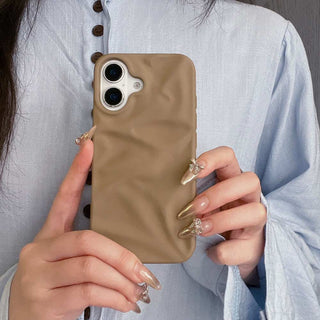 Auramma Collections Cool Aesthetic Matte Plain Black Dusty Baby Pink Purple Green White Wine Brown Khaki Gray 3D Crinkle Style Soft TPU Case iPhone 16 15 14 13 12 Pro Max Plus