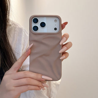 Auramma Collections Cool Aesthetic Matte Plain Black Dusty Baby Pink Purple Green White Wine Red Brown Coffee Khaki Gray 3D Crinkle Style Soft TPU Case iPhone 17 16 15 14 13 12 Pro Max Plus AIr