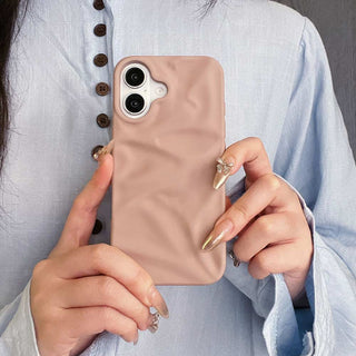 Auramma Collections Cool Aesthetic Matte Plain Black Dusty Baby Pink Purple Green White Wine Brown Khaki Gray 3D Crinkle Style Soft TPU Case iPhone 16 15 14 13 12 Pro Max Plus