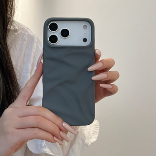 Auramma Collections Cool Aesthetic Matte Plain Black Dusty Baby Pink Purple Green White Wine Red Brown Coffee Khaki Gray 3D Crinkle Style Soft TPU Case iPhone 17 16 15 14 13 12 Pro Max Plus AIr