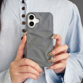 Auramma Collections Cool Aesthetic Matte Plain Black Dusty Baby Pink Purple Green White Wine Brown Khaki Gray 3D Crinkle Style Soft TPU Case iPhone 16 15 14 13 12 Pro Max Plus