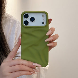 Auramma Collections Cool Aesthetic Matte Plain Black Dusty Baby Pink Purple Green White Wine Red Brown Coffee Khaki Gray 3D Crinkle Style Soft TPU Case iPhone 17 16 15 14 13 12 Pro Max Plus AIr