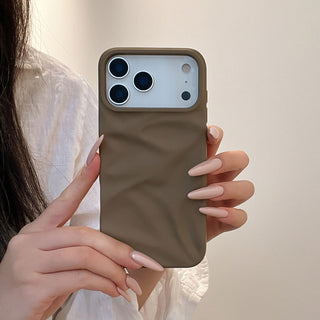Auramma Collections Cool Aesthetic Matte Plain Black Dusty Baby Pink Purple Green White Wine Red Brown Coffee Khaki Gray 3D Crinkle Style Soft TPU Case iPhone 17 16 15 14 13 12 Pro Max Plus AIr