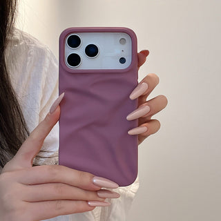 Auramma Collections Cool Aesthetic Matte Plain Black Dusty Baby Pink Purple Green White Wine Red Brown Coffee Khaki Gray 3D Crinkle Style Soft TPU Case iPhone 17 16 15 14 13 12 Pro Max Plus AIr