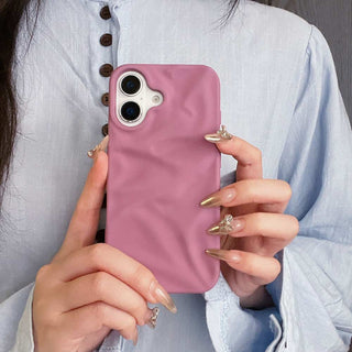 Auramma Collections Cool Aesthetic Matte Plain Black Dusty Baby Pink Purple Green White Wine Brown Khaki Gray 3D Crinkle Style Soft TPU Case iPhone 16 15 14 13 12 Pro Max Plus