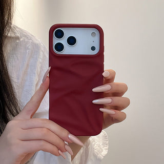 Auramma Collections Cool Aesthetic Matte Plain Black Dusty Baby Pink Purple Green White Wine Red Brown Coffee Khaki Gray 3D Crinkle Style Soft TPU Case iPhone 17 16 15 14 13 12 Pro Max Plus AIr