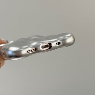 Auramma Collections Avant Basic Wavy Edge Matte Silver 3D Bubble Style TPU Case iPhone 15 14 13 12 11 Pro Max Plus